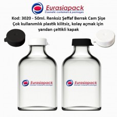 1,25 TL. + KDV'den başlayan fiyatlar ile 50ml. Kilitsiz Çakma Kapaklı Flakon Cam Şişe