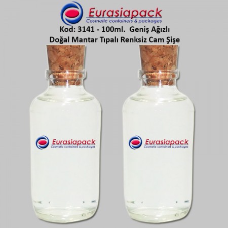 Mantar Tıpalı Cam Şişe 100ml. Kod 3141